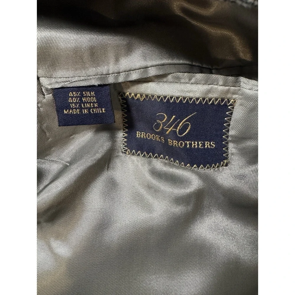Brooks Brothers 346 Blazer Men 44L Beige Silk Wool Blend Lined‎ Button Up Jacket